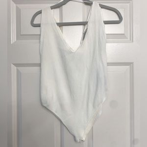 White V-neck bodysuit